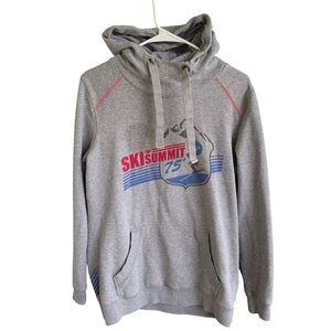 Roxy Gray 75’ Ski Summit Hoodie Sweatshirt Size Large Mountains Skiing